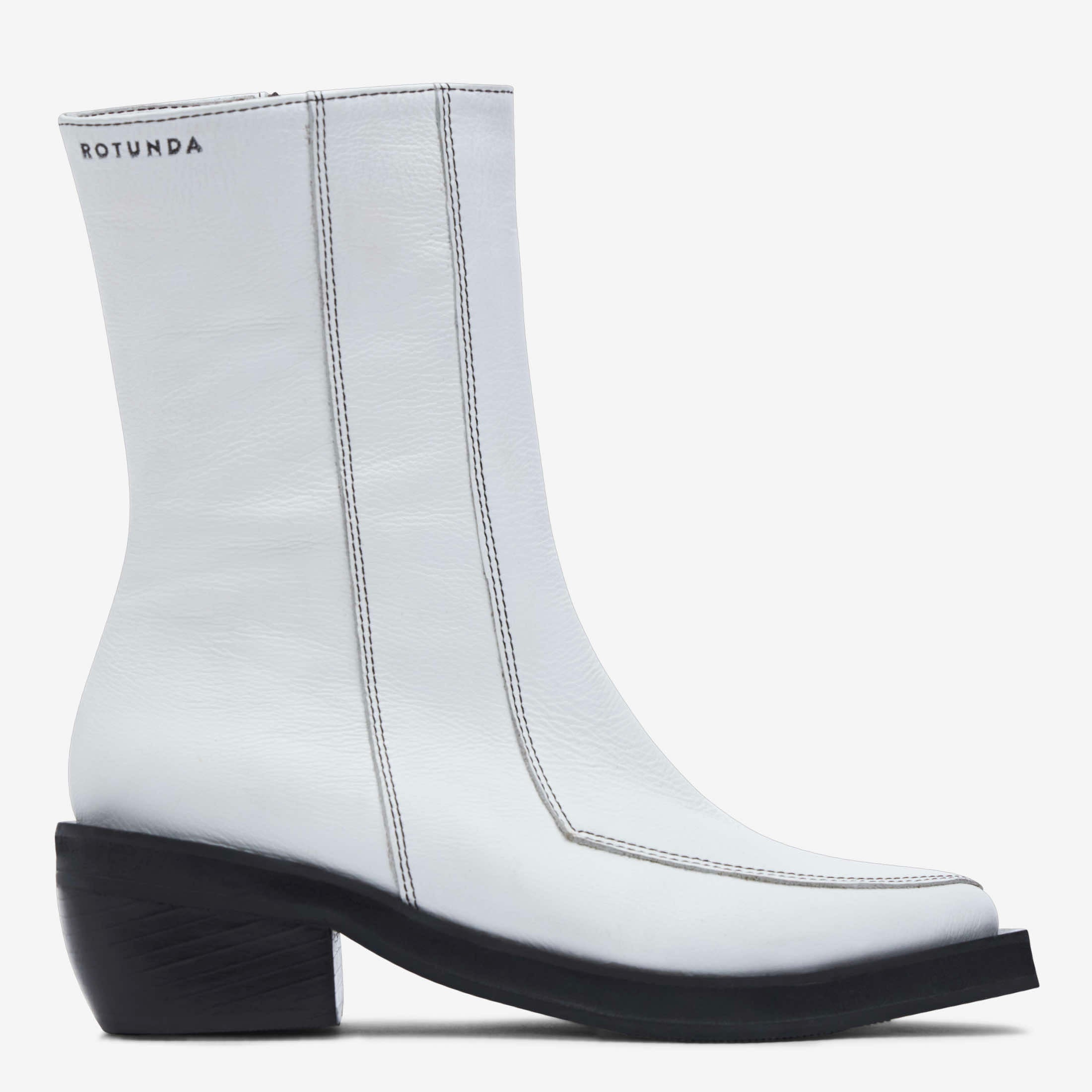 White leather mid outlet calf boots